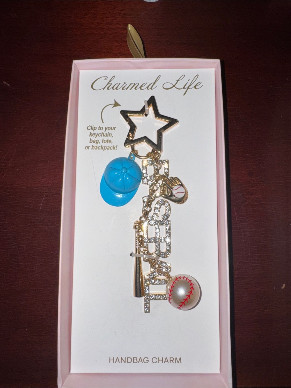 Blue & Gold Baseball Handbag Charm
